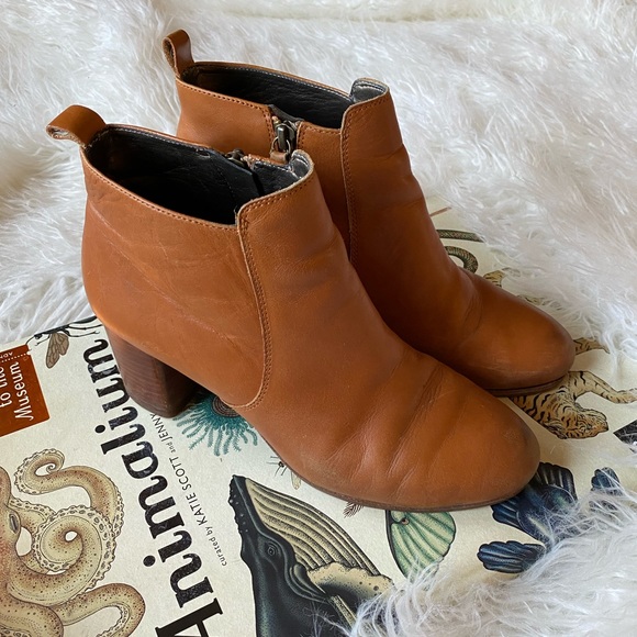 Talbots camel leather chunky heel ankle‎ boots - Picture 1 of 8